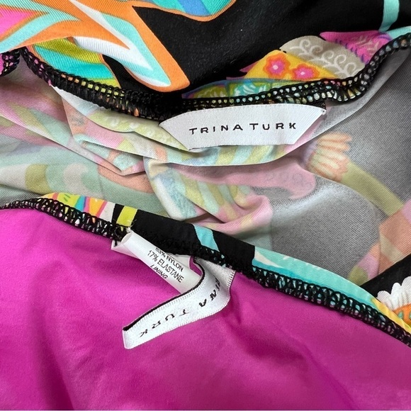 Trina Turk Cover Up Tunic Dress Women Small 6 Bikini Bottom Tahitian Floral B14 - Picture 11 of 13